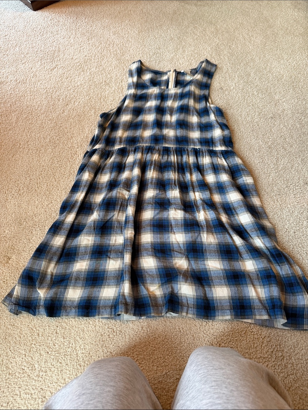 Forever 21 Blue and White Plaid Sleeveless Mini Dress